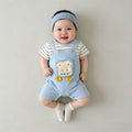 New arrival cartoon stylishstripes short-sleeved one-piece new arrival boys outwear k-stylecute clothing bag outing clothing one-piece