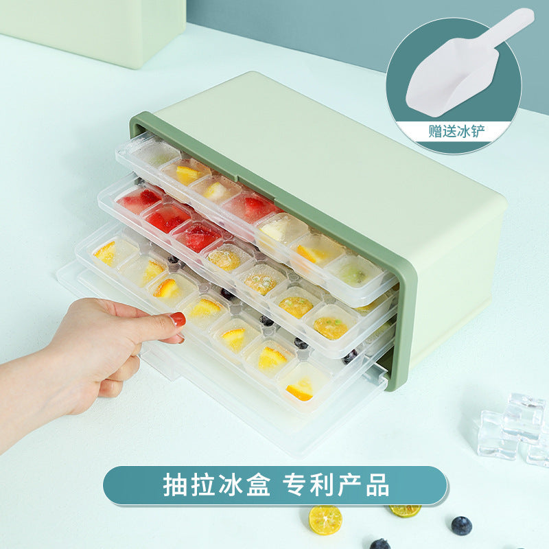 Liheng Amazon's new ice box, home-made ice cube mold multi-layer ice box, pp plastic pumping ice with lid