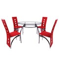 Modern minimalist glass dining table and chair set with backrests - export quality, complete table and chair set, one table and four chairs
