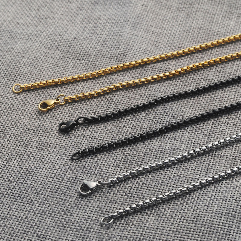 Titanium steel square pearl necklace jewelry chain - versatile chain for women, wholesale diy accessories, european and american style for men
