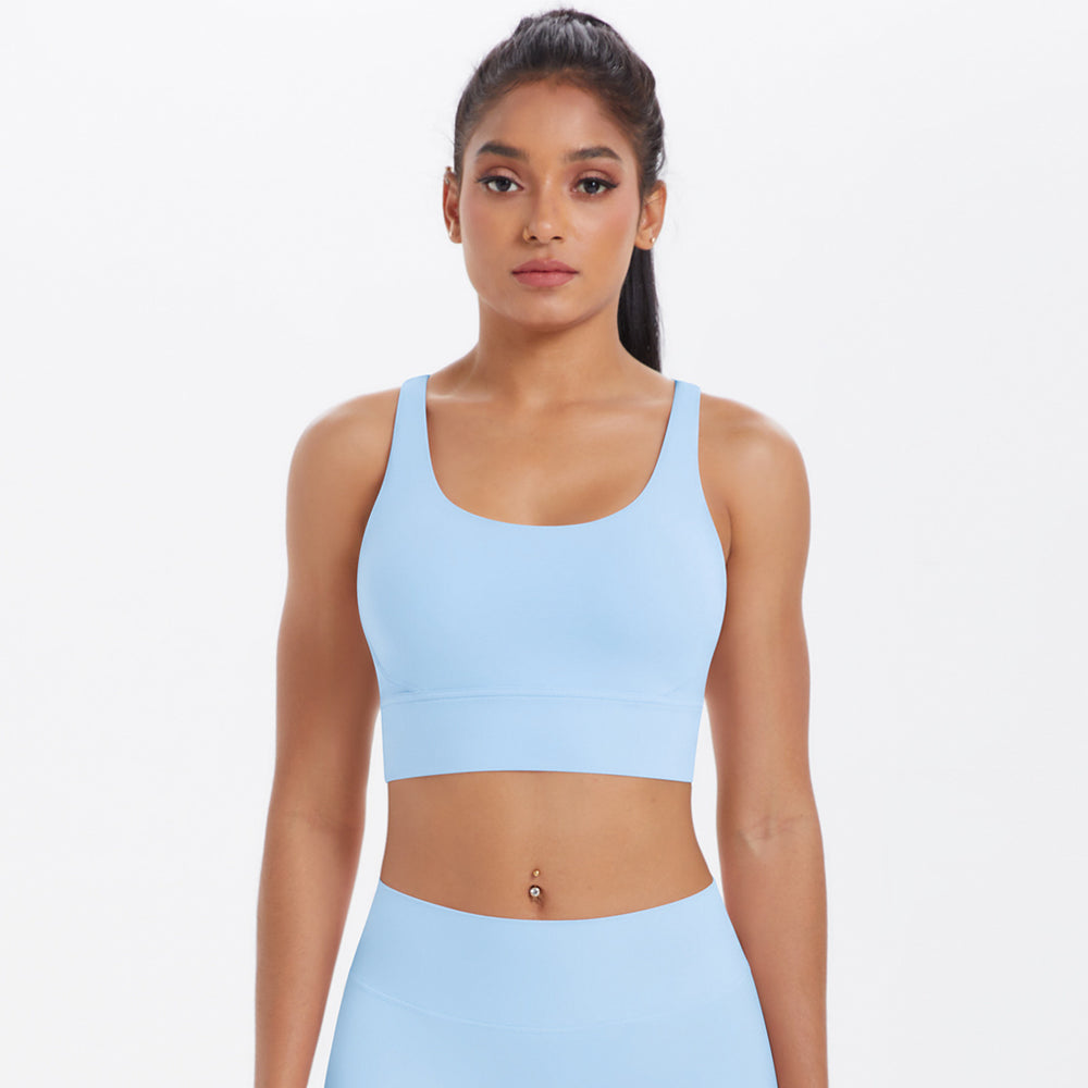 New women's seamless yoga tank top - criss-cross back, sports bra, fitness yoga wear, quick-dry, shock-absorbing sports bra