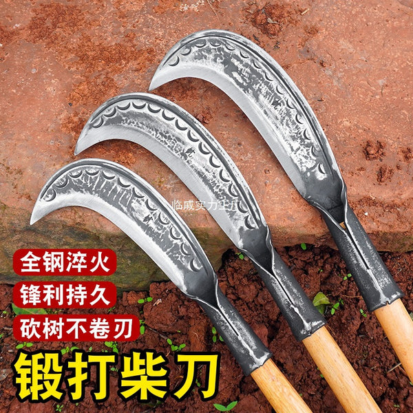 高锰钢手工锻打多功能镰刀锋利耐用弯柴刀砍柴刀砍树户外农用