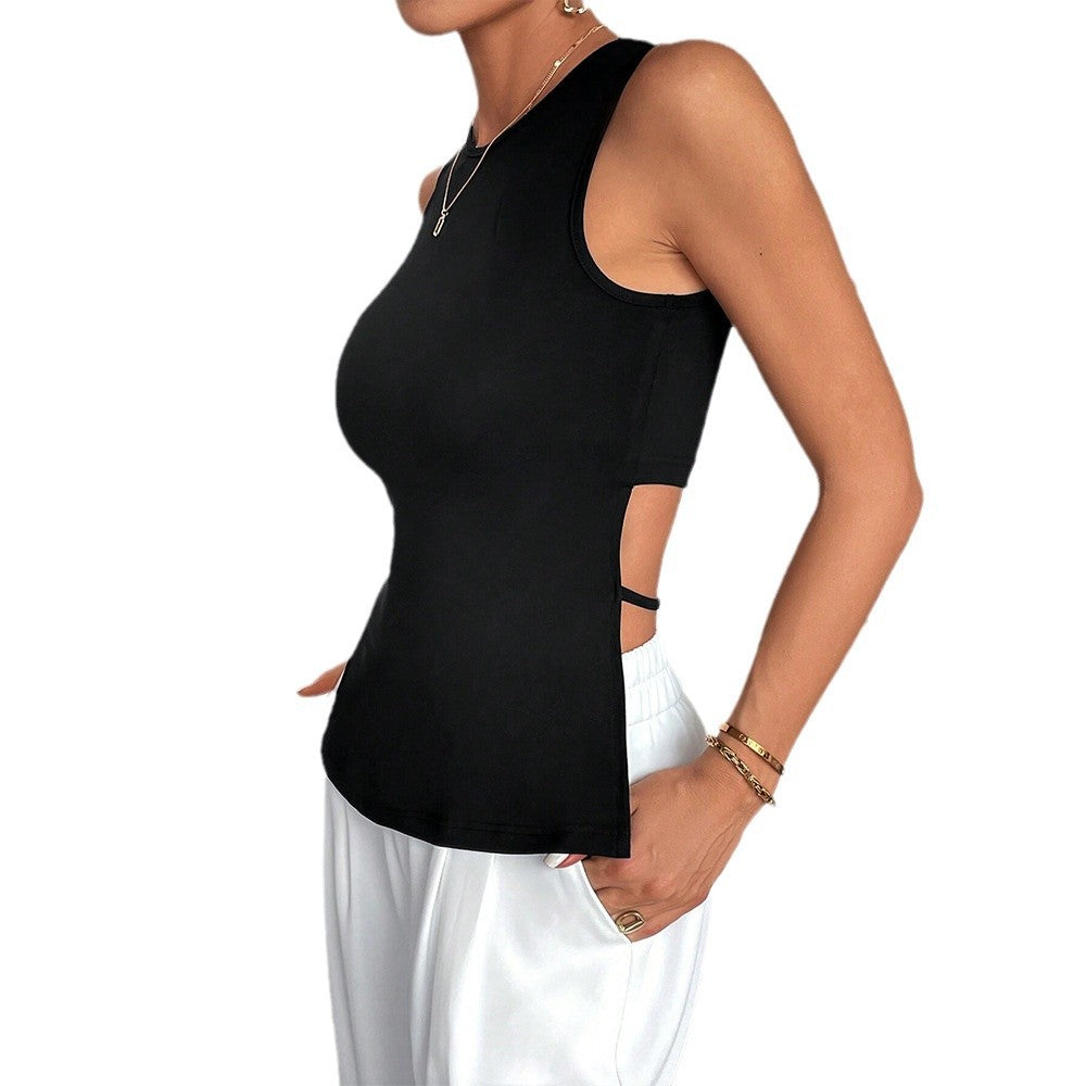 women's clothing, spring/summer  new arrivals: minimalist and sexy tank top with an asymmetrical, high-low hem