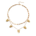 Wholesale alloy butterfly chunky chain pendant necklace - fashionable, unique, and stackable double-layer necklace for cross-border e-commerce on amazon (us & europe)