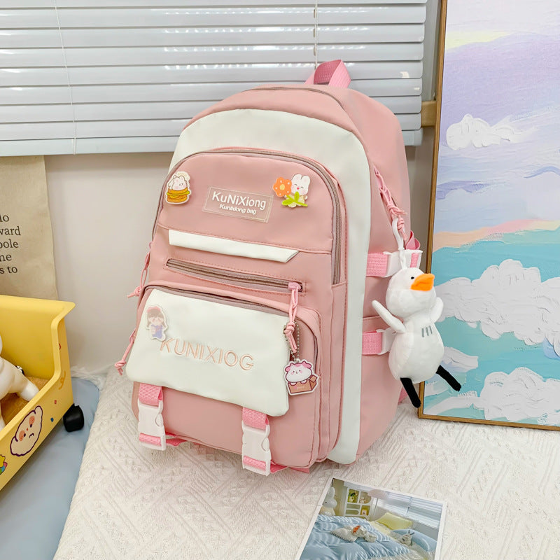 Small fresh schoolbag female junior high school students high value cute primary school students backpack middle school students large capacity lightweight backpack