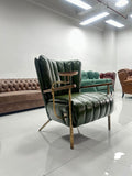 Cigar chair popular cigar chair, not tired after sitting for a long time, coffee chair, solid wood armrests with tray, leather sofa chair, american style