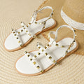 Roman sandals women's fairy style 2026 summer new flat white studded open toe european and american internet celebrity ins trend