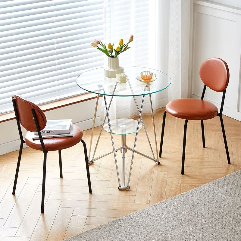 Round modern coffee table movable tempered glass living room for home round table casual tableaccessible luxury small apartment ins