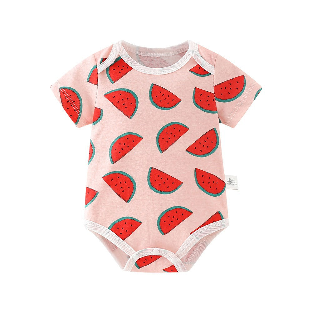 baby romper spring autum triangle crawling short-sleeved male and female baby cotton 0-1 year old one-piece girl butt-covering clothes