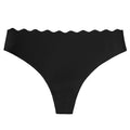 European and american  low-waist seamless ice silk underwear one-piece adhesive pure color cut out wavy waist women's underwear