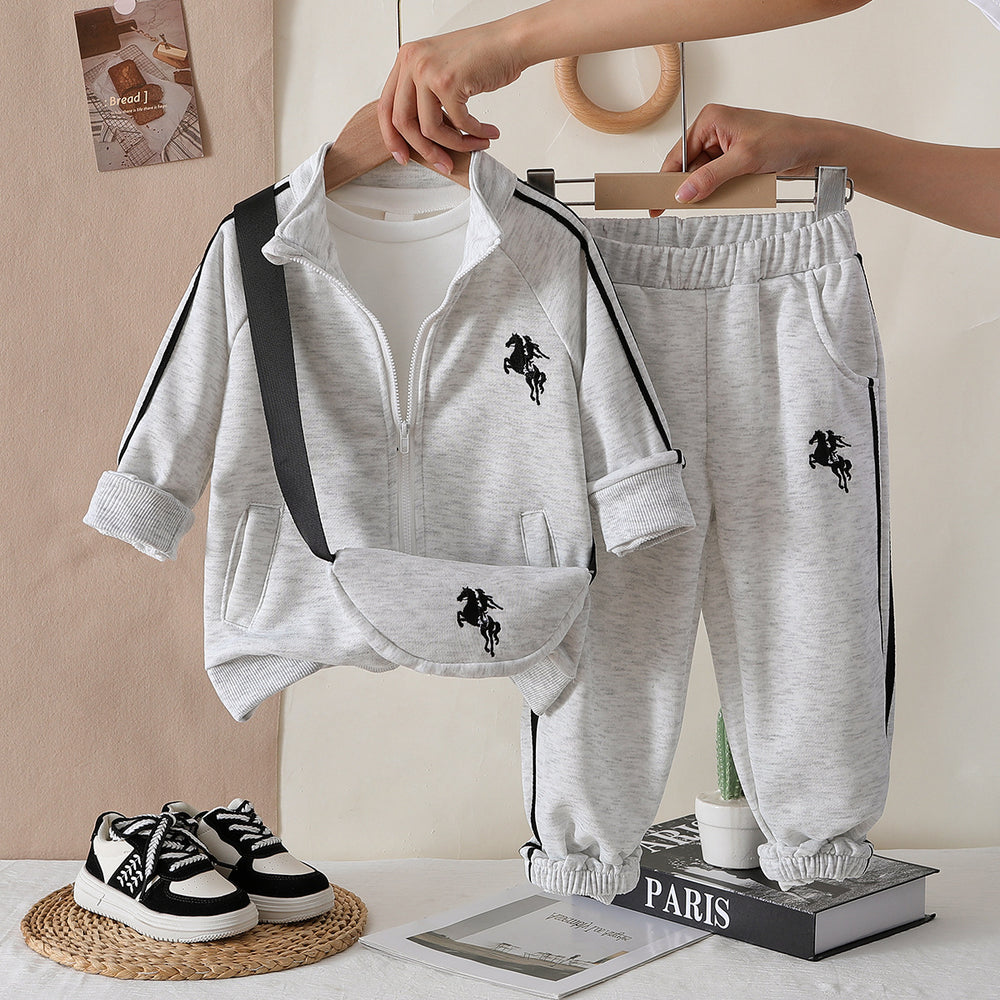 cross-border hot-selling autumn new arrival sports sweatshirt crewneck set, long pants, sweatshirt three-piece set with bag