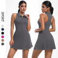 Naked new arrival tight slimming look yoga sports jumpsuit tennis skirt women's outdoor running fitness wear lapel suit