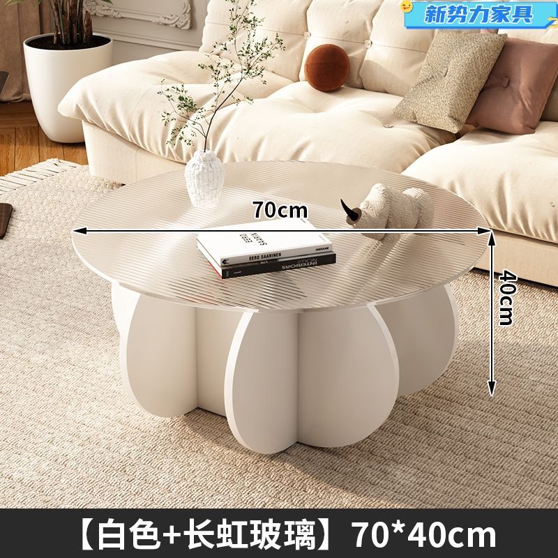 Glass coffee table accessible luxury modern living room for home small apartment casual round popular table normcore pumpkin coffee table