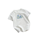 Korean style girls' cartoon embroidered short-sleeve t-shirt, kids' top,  summer versatile chic special embroidery top t