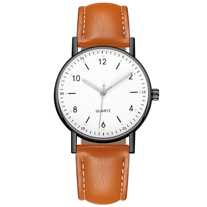 Factory direct luminous women's watch - minimalist digital leather strap quartz wristwatch - unisex casual watch for her