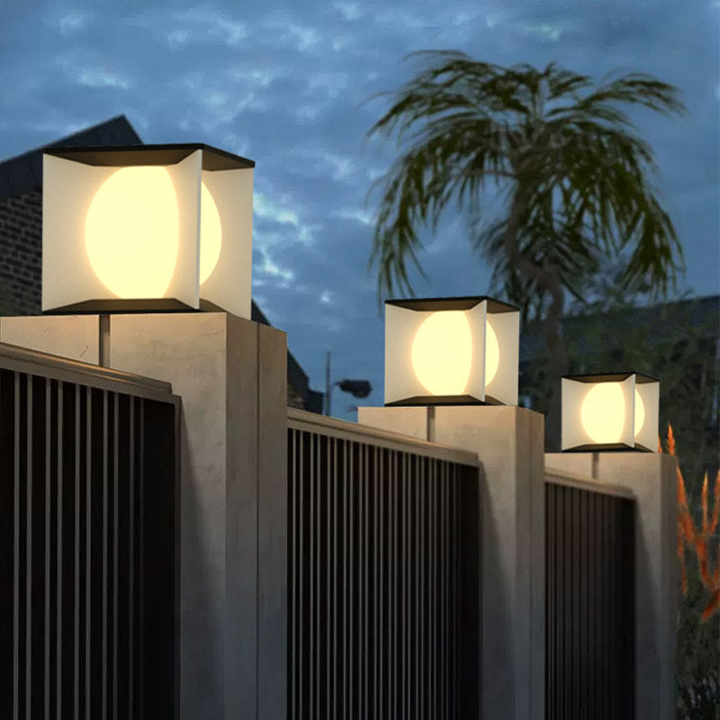 Outdoor solar post cap lights, modern minimalist fence lights, waterproof pillar lights, villa gate post lights