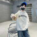 Kids' spring outfit:  new boys' hooded sweatshirt - stylish, trendy, and versatile top for mid-to-large children - perfect spring base layer