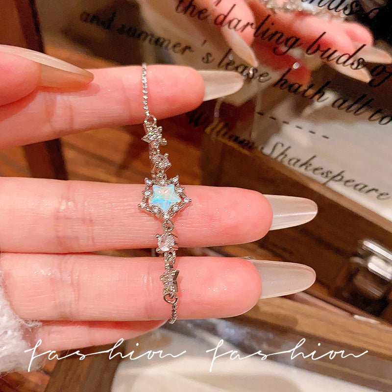 Super fairy micro-embedded zircon bows bracelet for women classy sense of accessible luxury crystal bracelet best selling exquisite pull-out hand jewelry