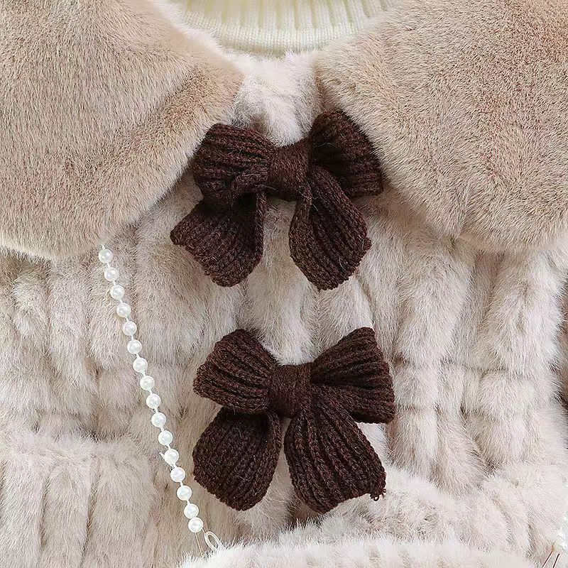 Girls' winter fleece-lined thickened clothes  winter fashionable kids' outerwear autumn and winter new style furry tops