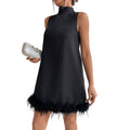 fashionnew arrival half turtleneck sleeveless short skirt raw edge hem slimming lookeleganta-line version dress