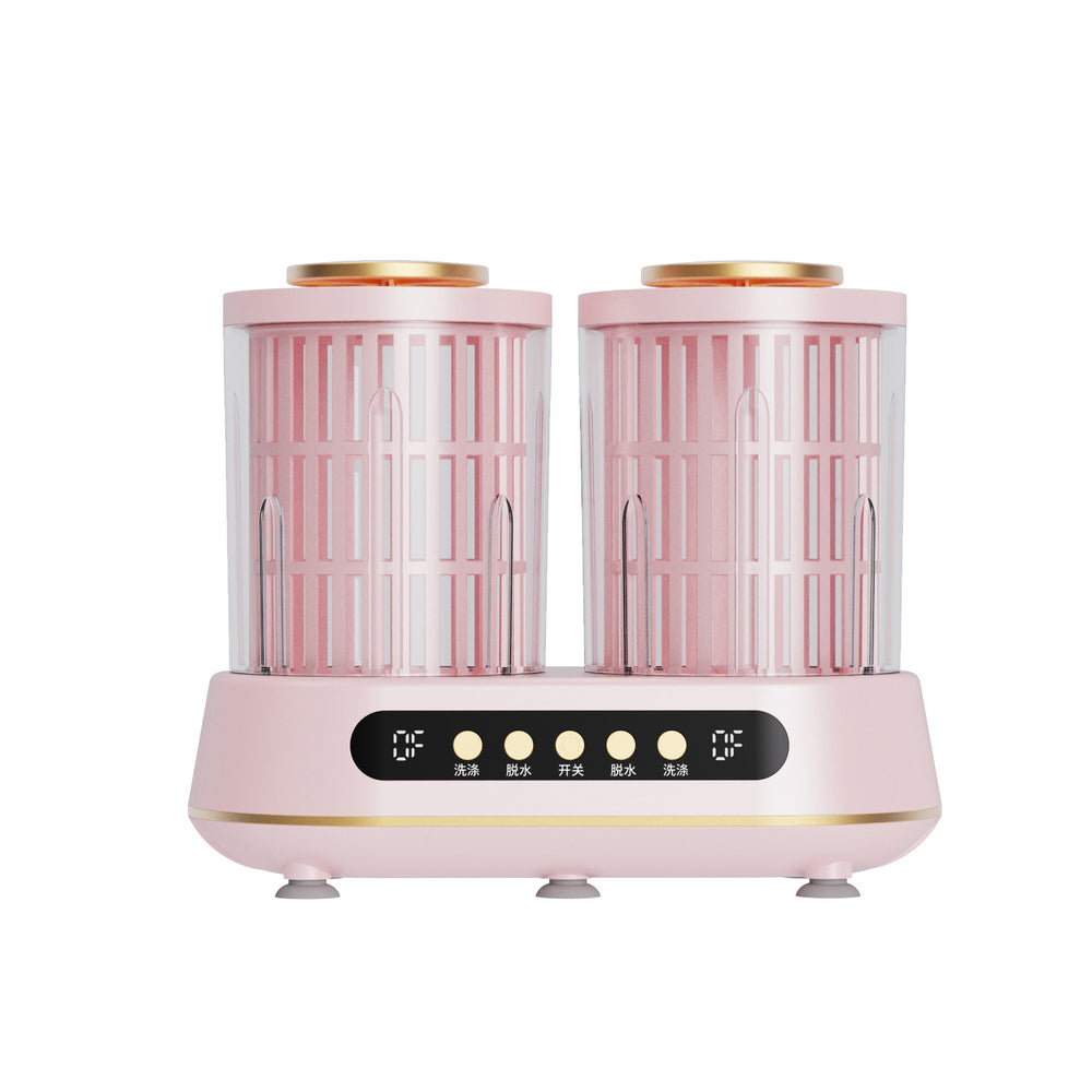 Double-cavity washing machine - small, automatic, portable mini washing cup for cleaning socks, underwear, and lingerie