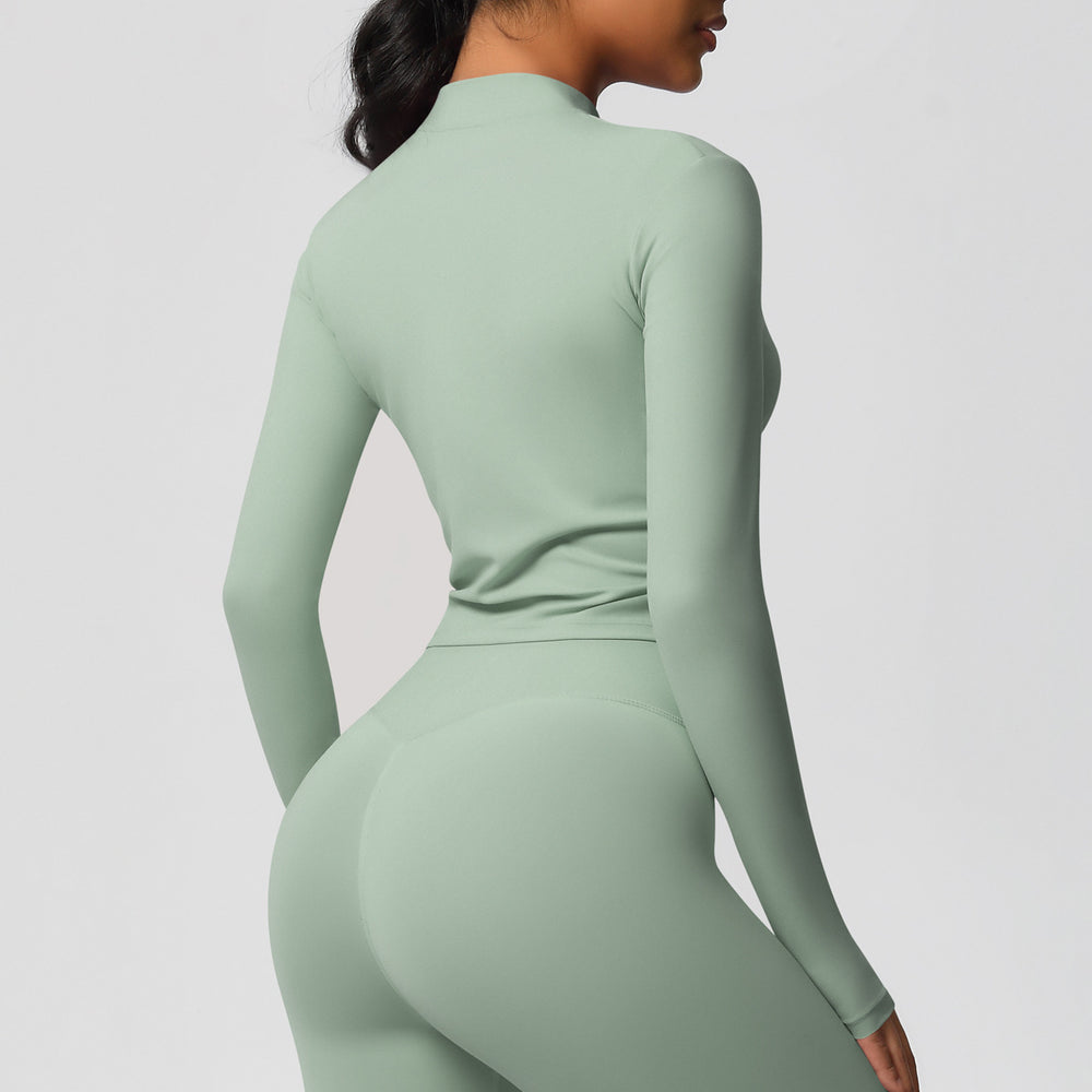 Naked-feel compression zip-up top - quick-dry yoga shirt, perfect for layering, casual wear, running, and fitness. customization available