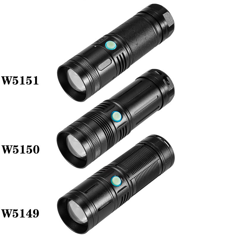Cross-border new white laser flashlight Type-C charging outdoor zoom long-range small steel cannon strong light flashlight