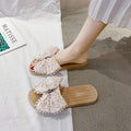 Women's summer fashion slippers - fairy style, trendy indoor/outdoor home slippers with tassels and bows, anti-slip beach sandals