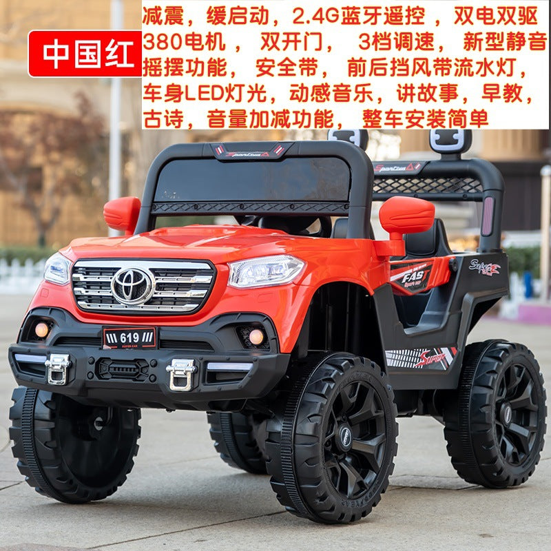 New four-wheel dual-drive children's electric remote control car off-road vehicle battery car double children's electric car