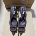 Zaexport2024 summer new arrival women's shoes, square buckle buckle, pointed toe, thick heel, high heel sandals, toe cap