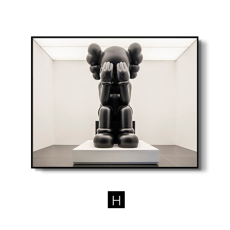 Kaws trend meter box decorative painting simple cartoon violent bear electric box blocking hanging painting switch box flip wall painting