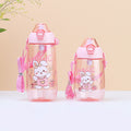 Factory custom cartoon cute kids water bottle student straw water jug big belly gift cup portable plastic water cup