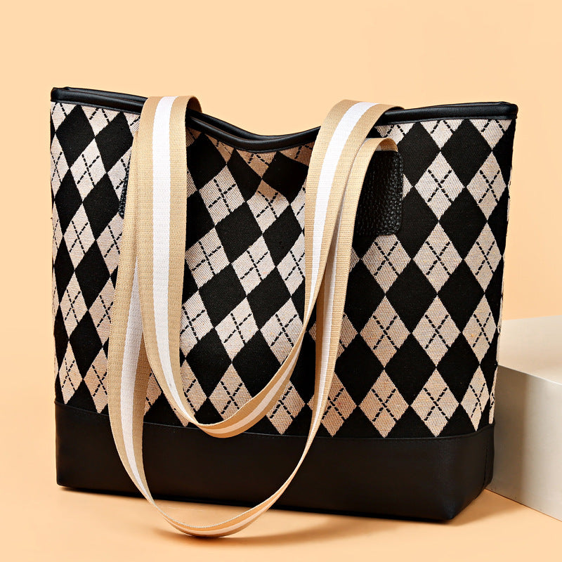 Women's bag 2024 new shoulder bag large capacity handbag fashionable versatile canvas bag commuter tote bag