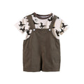 Kids' overalls set - boys' summer short-sleeve outfit: all-over dinosaur print crewneck tee + shorts 2-piece set
