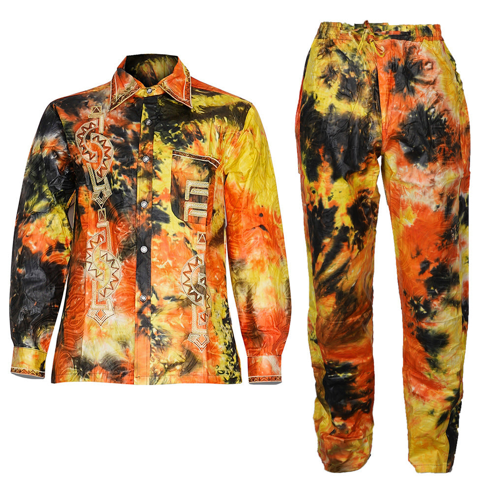 Hot-selling european and american export new arrivals: cross-border bestsellers - men's african fashion suit, digital print shirt and pants set