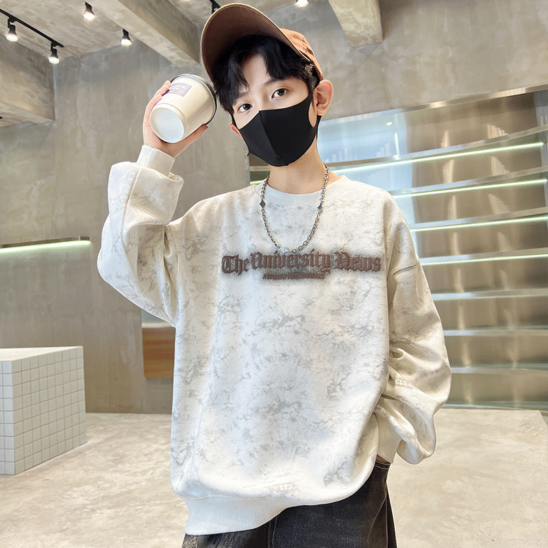 Kids' boys' sweatshirt - spring/autumn  new arrival - trendy & cool boy's crew neck beige tie-dye long sleeve base layer top