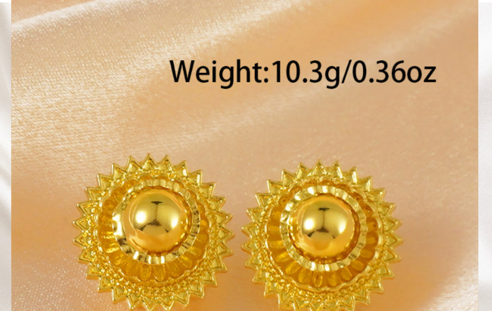 24k gold plated earrings, middle eastern spherical pendant, minimalist chic women's bridal dubai jewelry dangle earrings