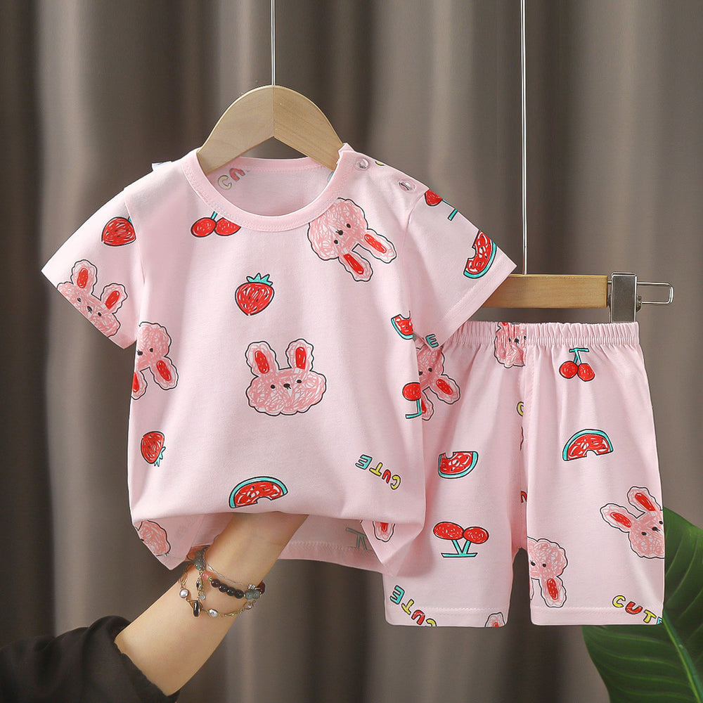 Kids' short-sleeve and shorts set - toddler & children's summer pure cotton underwear - boys' & girls' crew neck t-shirt