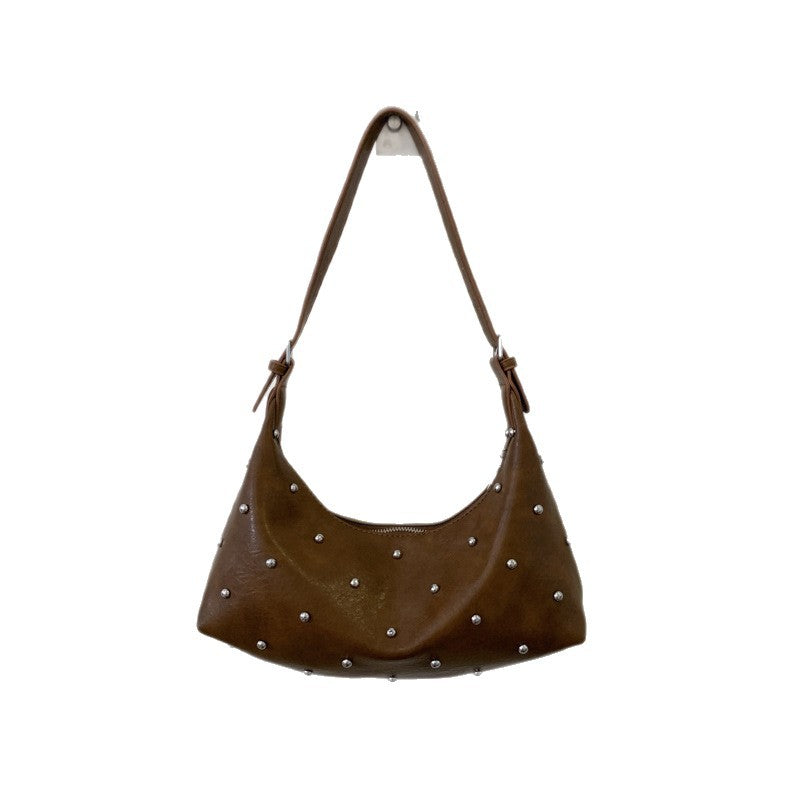 New arrivalaccessible luxury armpit bag for women, large capacity, trendy style, rivet design, crossbody tote bag, work clothing shoulder bag