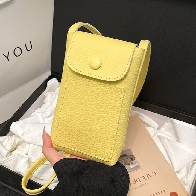 Cross-border premium soft leather messenger mobile phone bag women's 2025 summer new shopping and walking mini macaron shoulder bag