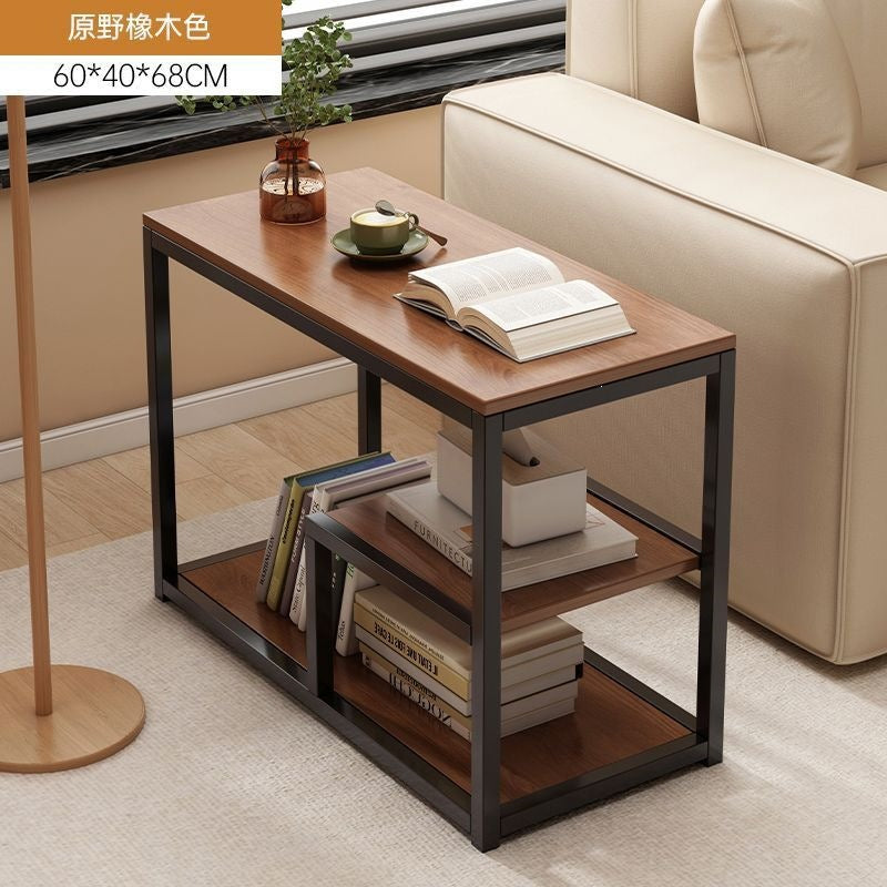 Mobile coffee table multifunctional storage table small apartment living room home iron sofa side table bedroom mobile bedside table