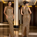 C7030 cross-border   independent station fashionable women's sleeveless hot diamond long dress new