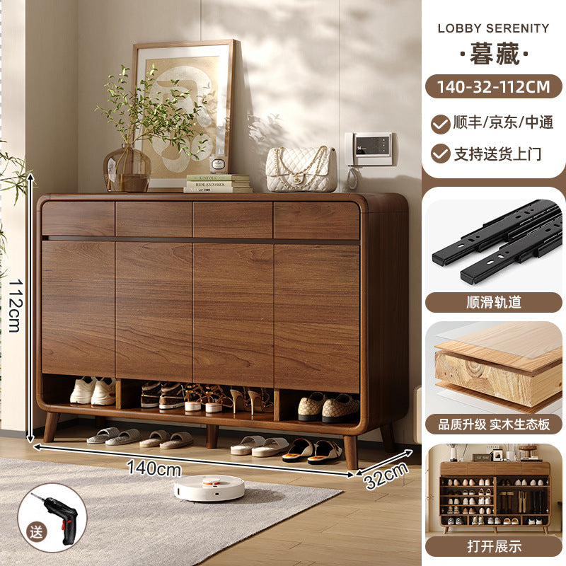 Shoe cabinet household entrance home storage integrated against the wall indoor entrance corridor corridor 2025 explosion solid wood shoe rack