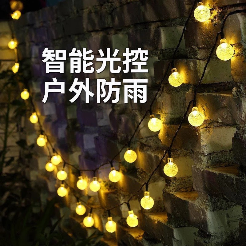 Bubble ball solar light string outdoor ambient light led string light waterproof camping courtyard decoration crystal ball lights