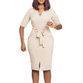 D3229export women's clothing  autumn v neck pure color hip-covering elegant ol pencil skirt african dress