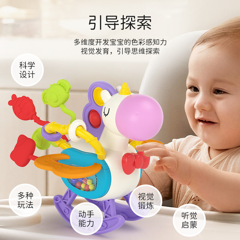New Pony Lara Le Infant and Toddler Little Hand Finger Swatting Music Press Soft Rubber Rattle Infant and Toddler Educational Toys