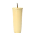 304 stainless steel gold-rimmed straw thermos cup outdoor portable car cooling ice cup car cup coffee cup