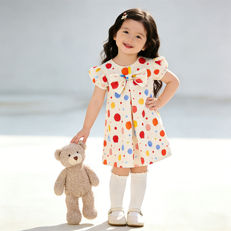 Girls' summer korean style new polka dot baby dress, stylish lightweight children's vest princess dress, summer outfit