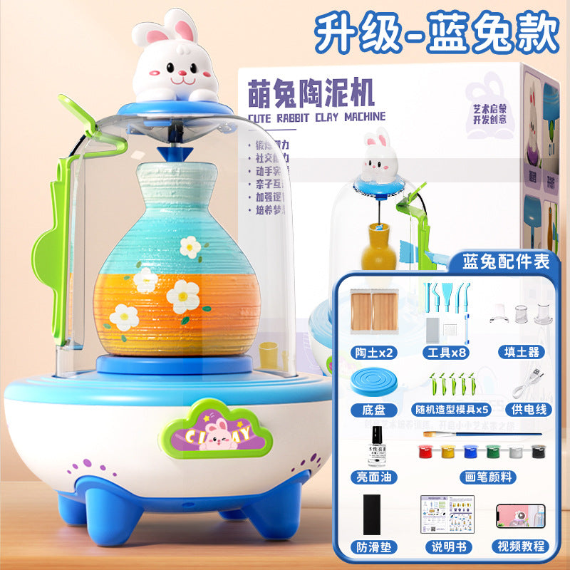 Electric mini pottery wheel kit for kids - diy clay sculpting set - no firing required - perfect toy & gift for elementary school students