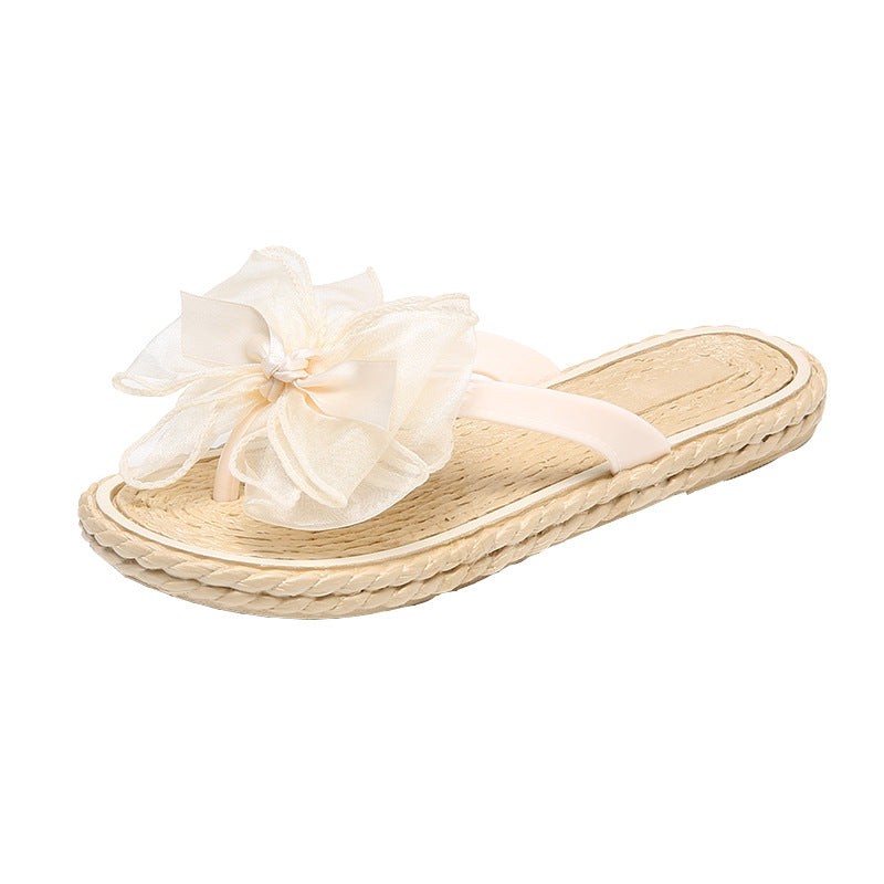 Women's flip-flops summer outdoor wear fashion non-slip beach thong sandals ins style seaside bowknot flip-flops